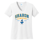 Sharon School Women's V-Neck Tee with School Slogan Back Print