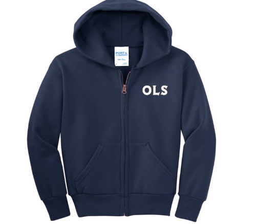 OLS - Embroidered Adult or Youth Full-Zip Hooded Sweatshirt