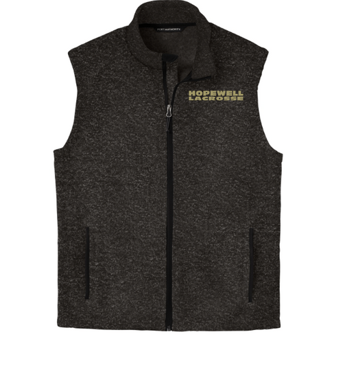 Hopewell Valley HS Lax Sweater Fleece Vest Stacked Logo