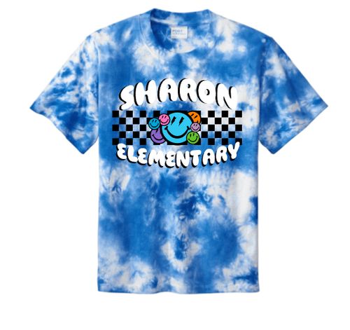 Sharon School Crystal Tie-Dye Tee-Checkered Logo