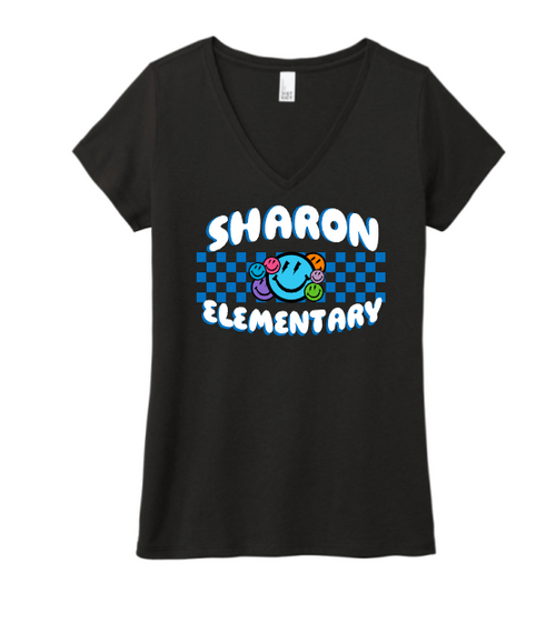Sharon School Women's Perfect V-Neck-Checkered Logo