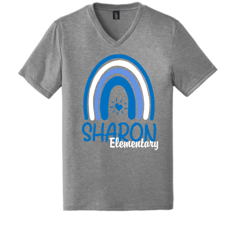 Sharon School Unisex V Neck-Rainbow Logo