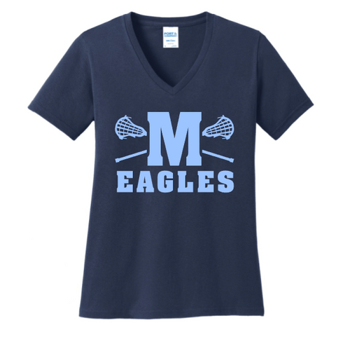 Millstone Lacrosse Core Cotton Ladies V Neck-M Logo