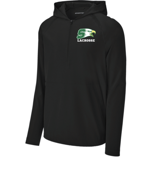 Bishop Shanahan Lacrosse Repeat 1/2 Zip Hooded Jacket-Printed Logo