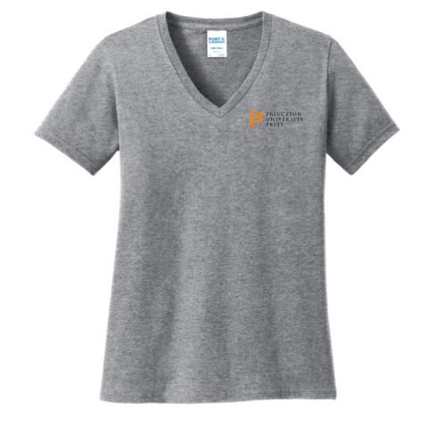 Princeton University Press Women's Cotton V Neck-Full Front Logo