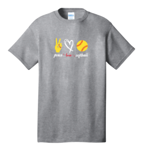 Peace Love & Softball Cotton Tee Shirt