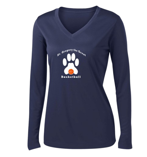 Lions CYO Basketball - Performance V-Neck Long Sleeve Tee - Ladies