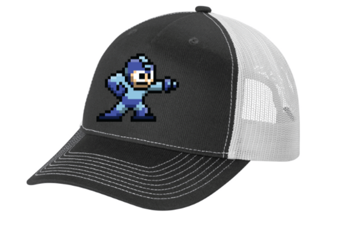 Megaman Lacrosse Snapback Trucker Cap-Pressed Logo