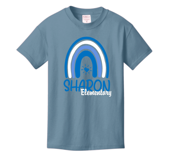 Sharon School Beach Wash Tee-Rainbow Logo