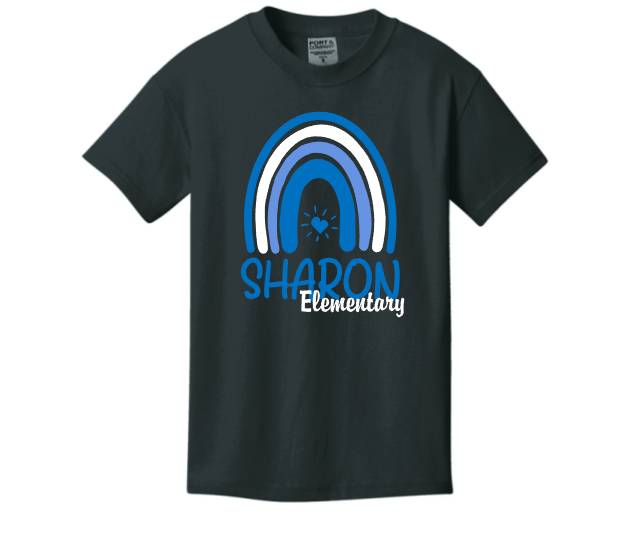 Sharon School Beach Wash Tee-Rainbow Logo