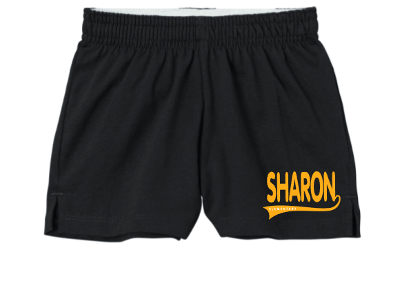 Sharon School Girls Jersey Knit Squad Short-Scroll Logo