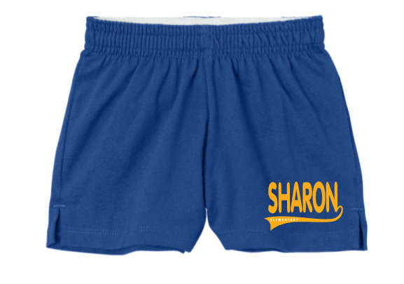 Sharon School Girls Jersey Knit Squad Short-Scroll Logo