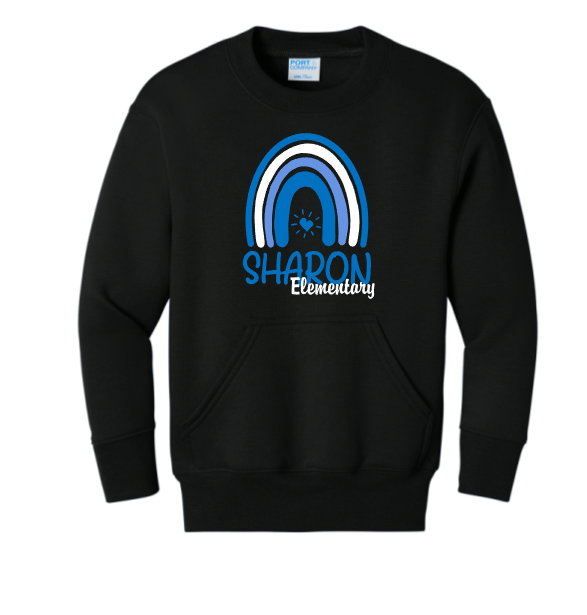 Sharon School Crewneck with Pocket-Rainbow Logo