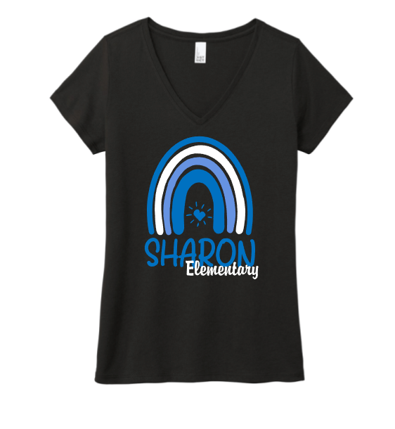 Sharon School Women's Perfect V Neck Tee-Rainbow Logo