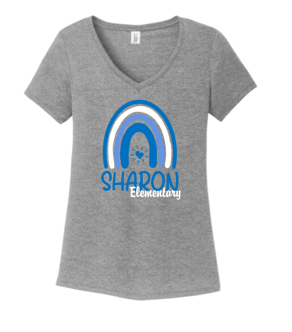 Sharon School Women's Perfect V Neck Tee-Rainbow Logo
