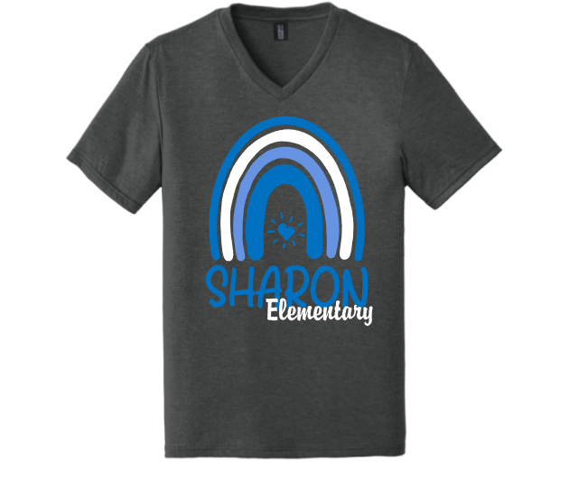 Sharon School Unisex V Neck-Rainbow Logo