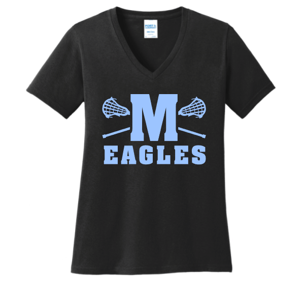 Millstone Lacrosse Core Cotton Ladies V Neck-M Logo