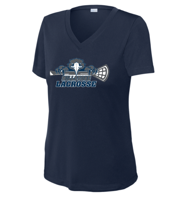 Millstone Youth Lacrosse Women's V-Neck Performance Top-Eagles Logo- Available in SS or LS