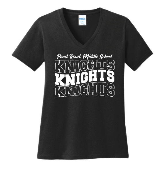 PRMS Women's V Neck SS Tee-It's a Great Day to be a Knight