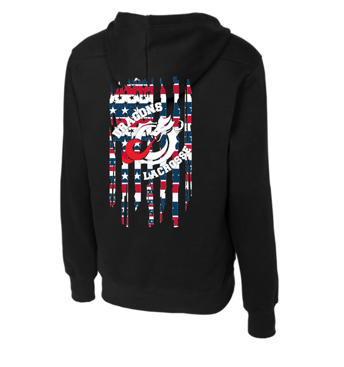 Allentown Dragons Lacrosse American Flag Lace Up Hoodie with Back Print