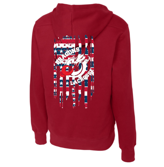 Allentown Dragons Lacrosse American Flag Lace Up Hoodie with Back Print