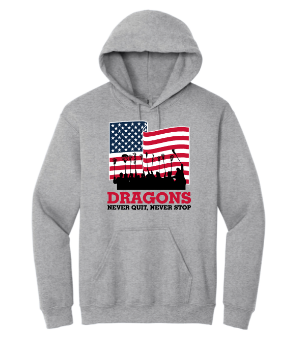 Allentown Dragons Lacrosse American Flag Never Quit, Never Stop