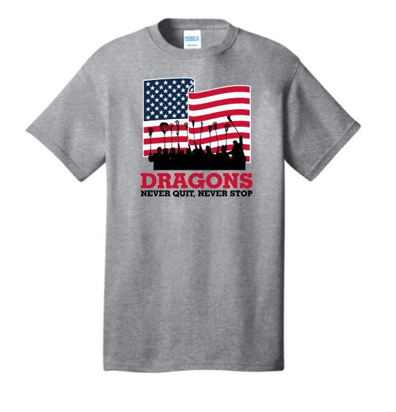 Allentown Dragons Lacrosse American Flag Never Quit, Never Stop