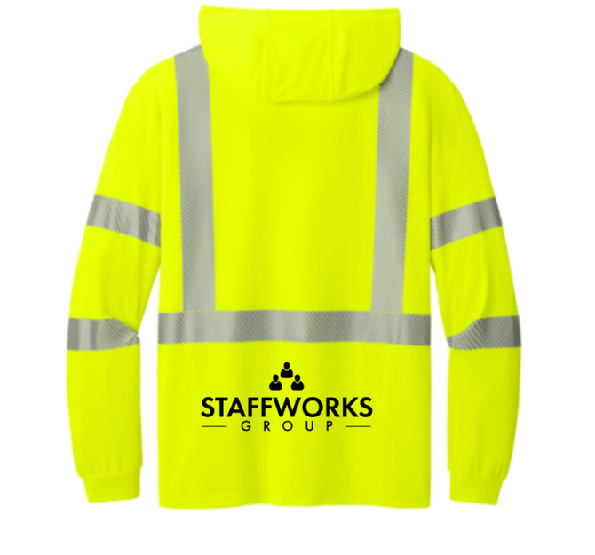 Staffworks CornerStone® ANSI 107 Class 3 Long Sleeve Segmented Tape Hooded Tee