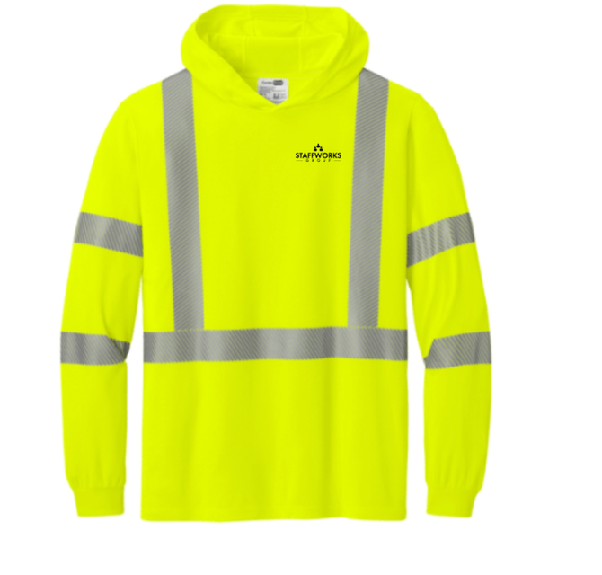 Staffworks CornerStone® ANSI 107 Class 3 Long Sleeve Segmented Tape Hooded Tee