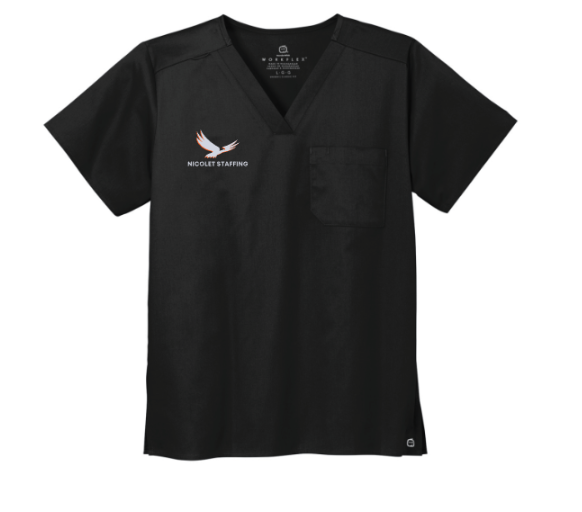 Nicolet Staffing Wink® Unisex WorkFlex Chest Pocket V-Neck Top