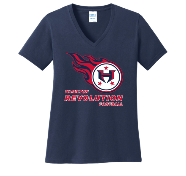 Hamilton Revolution Football Ladies V-Neck Cotton Tee