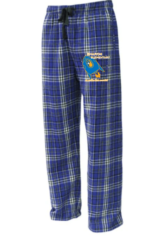 Sharon School Flannel Pants-Blast Off Logo
