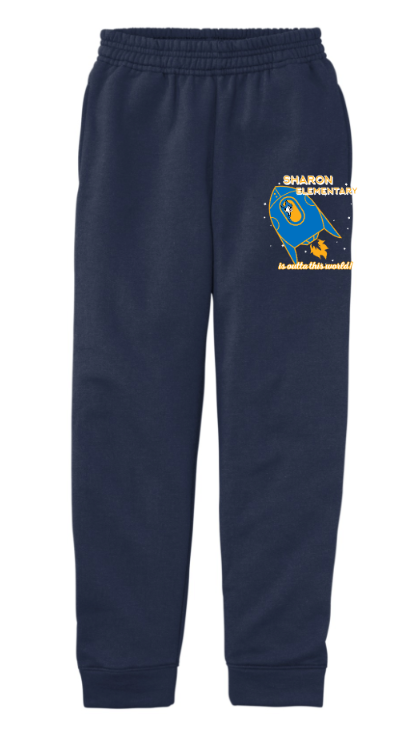 Sharon School Youth Fleece Joggers-Blast Off Logo