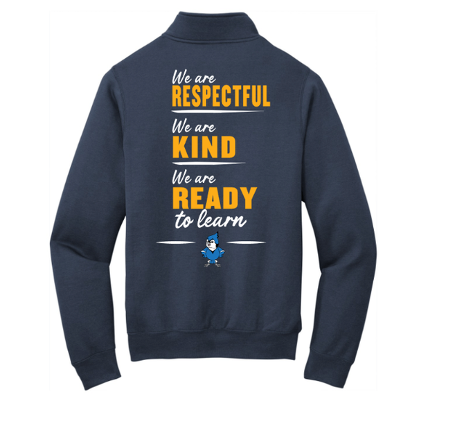 Sharon School Fleece 1/4 Zip Sweatshirt with School Slogan