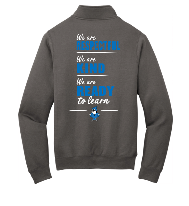 Sharon School Fleece 1/4 Zip Sweatshirt with School Slogan