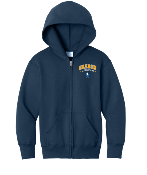 Sharon School Full Zip Sweatshirt with School Slogan