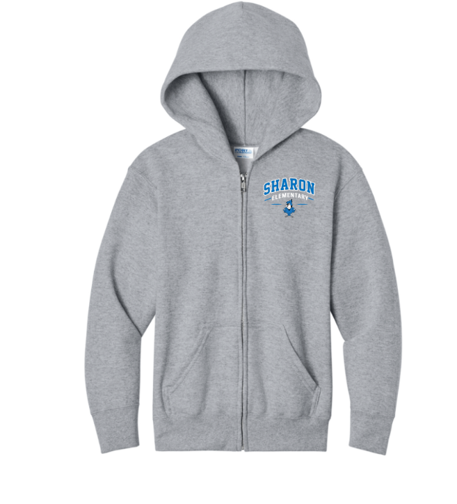 Sharon School Full Zip Sweatshirt with School Slogan