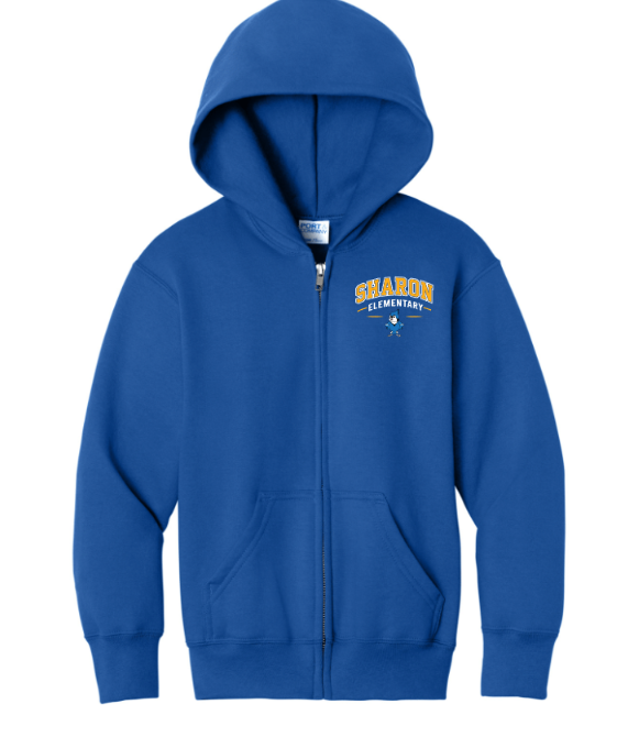 Sharon School Full Zip Sweatshirt with School Slogan