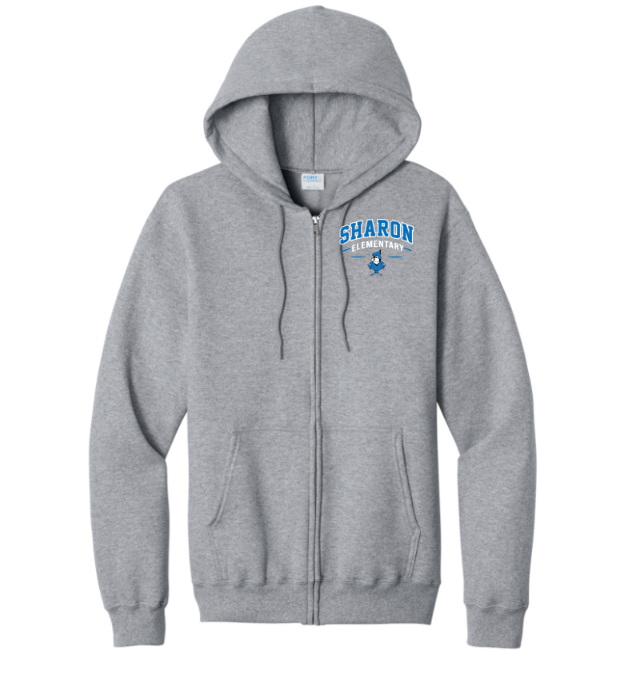 Sharon School Full Zip Sweatshirt with School Slogan