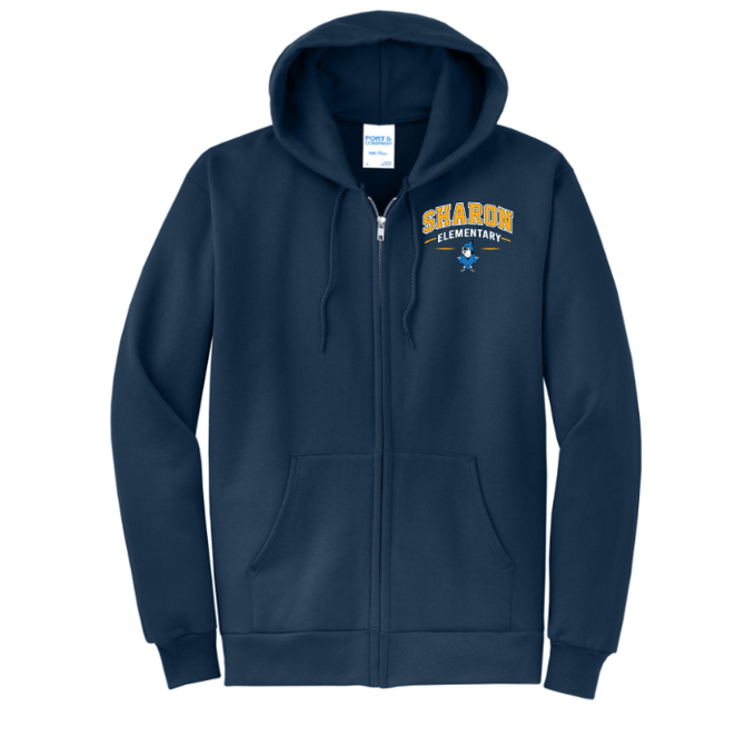 Sharon School Full Zip Sweatshirt with School Slogan