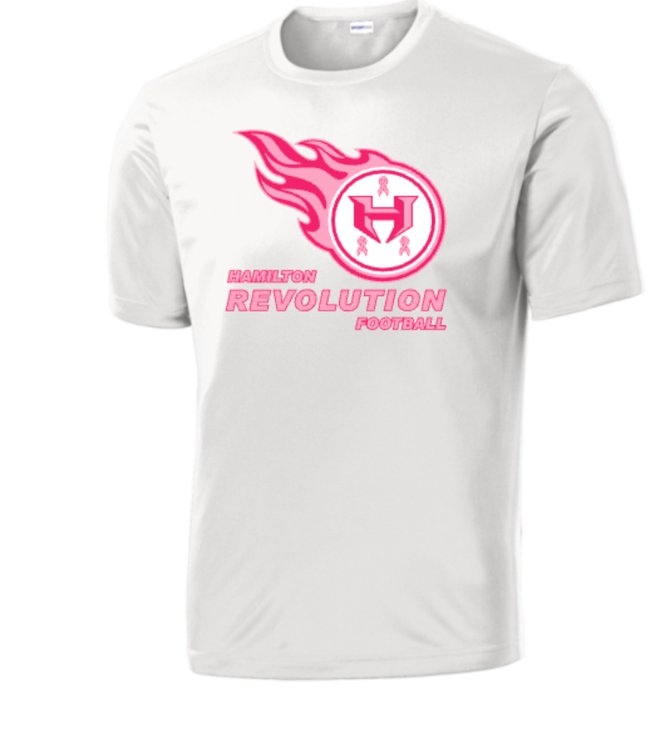 Hamilton Revolution Football Breast Cancer Ribbon Logo