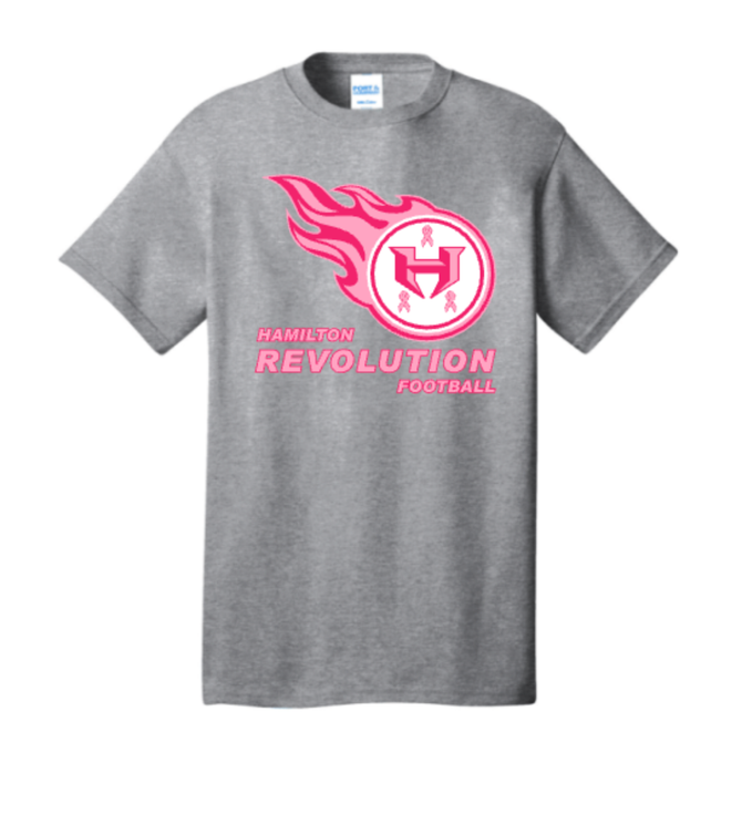 Hamilton Revolution Football Breast Cancer Ribbon Logo