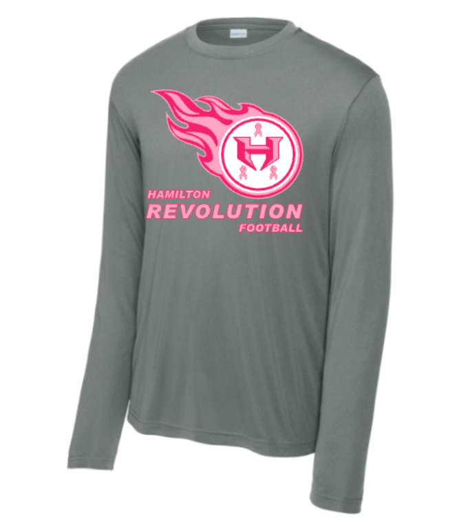 Hamilton Revolution Football Breast Cancer Ribbon Logo