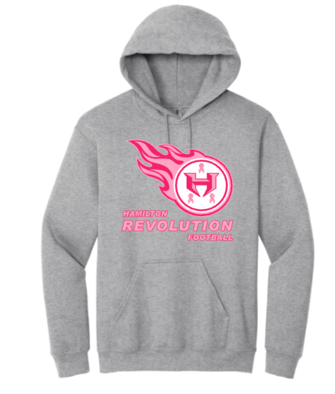 Hamilton Revolution Football Breast Cancer Ribbon Logo