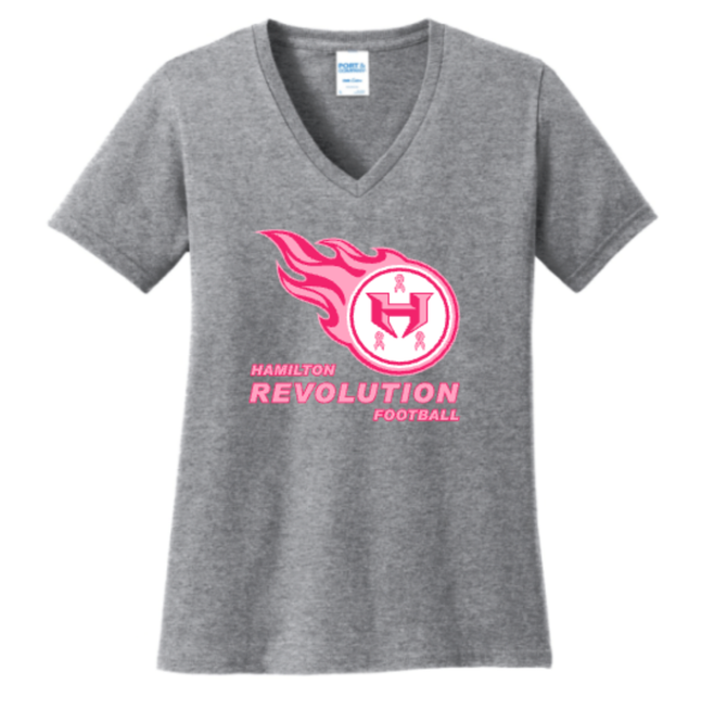 Hamilton Revolution Football Breast Cancer Ribbon Logo