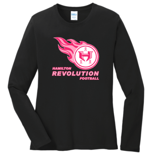 Hamilton Revolution Football Breast Cancer Ribbon Logo