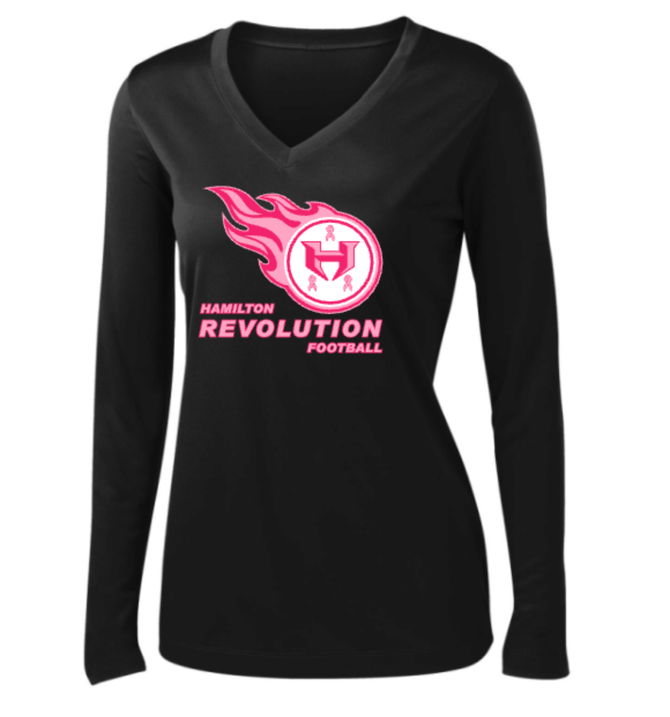 Hamilton Revolution Football Breast Cancer Ribbon Logo