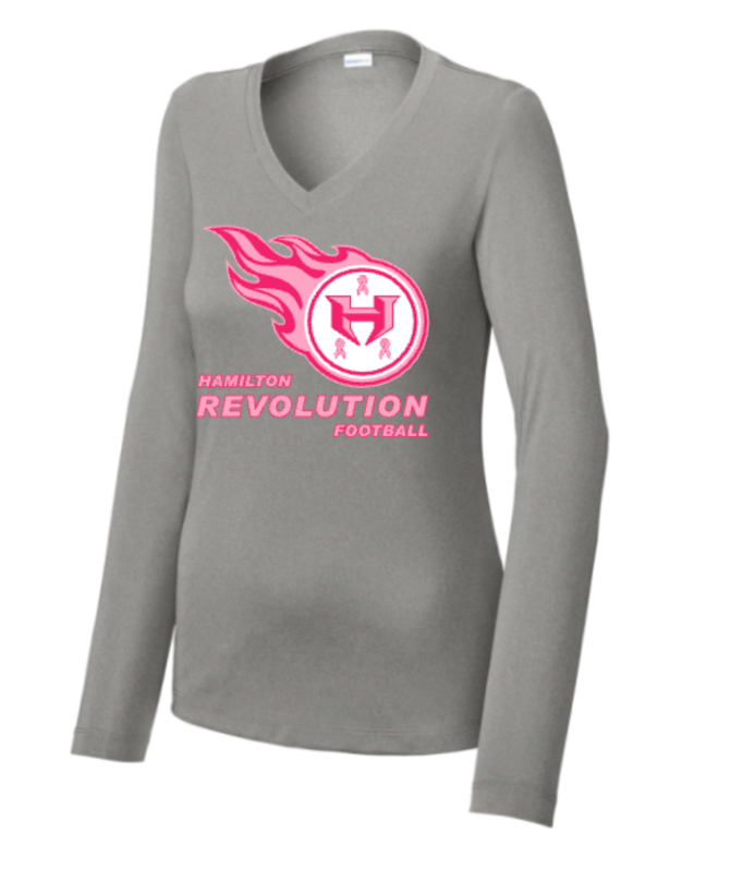 Hamilton Revolution Football Breast Cancer Ribbon Logo
