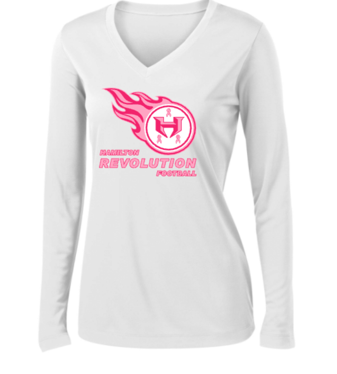 Hamilton Revolution Football Breast Cancer Ribbon Logo