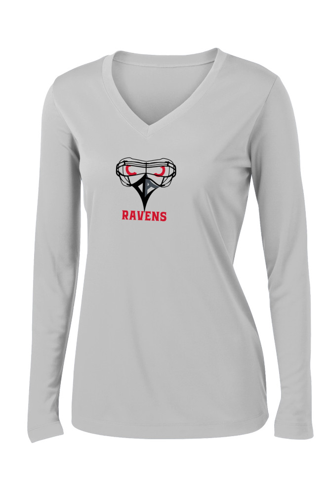 Robbinsville Lacrosse Ravens Girl Ladies Long Sleeve PosiCharge® Competitor™ V-Neck Tee